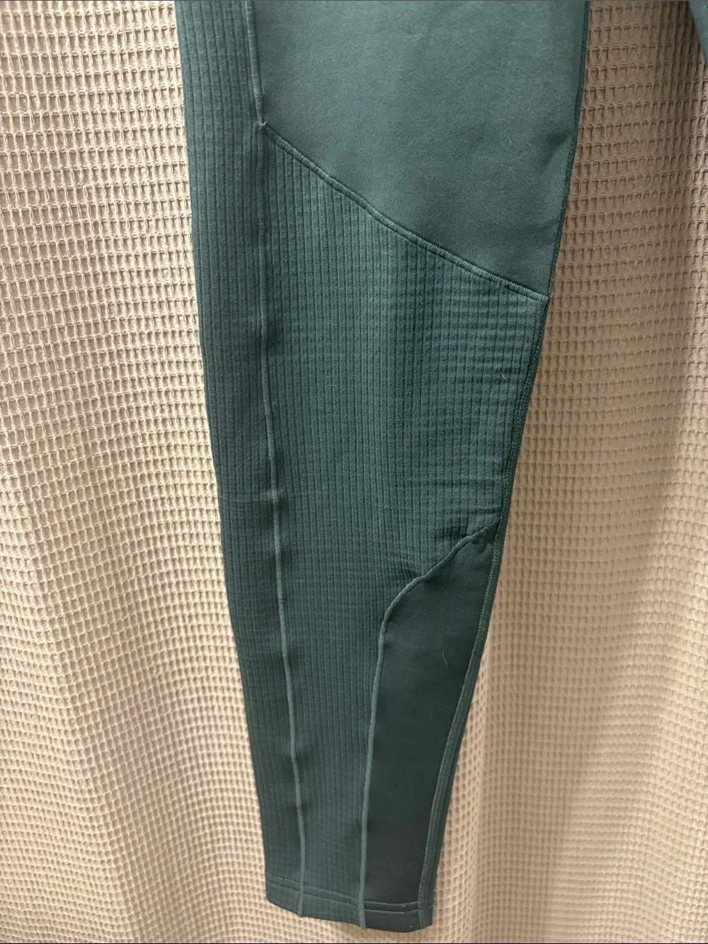 Nike Girls' Dark Teal Leggings with Light Green Waistband